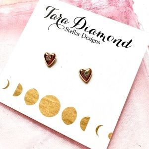 Heart Shape Gold Diamond Earrings